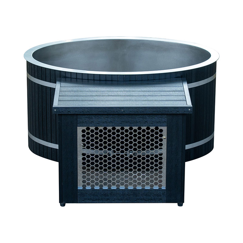 Oval kalddykk med badekar i rustfritt stål